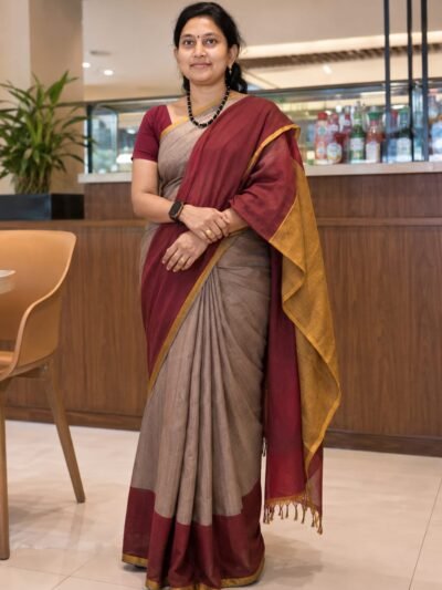 rose brown saree
