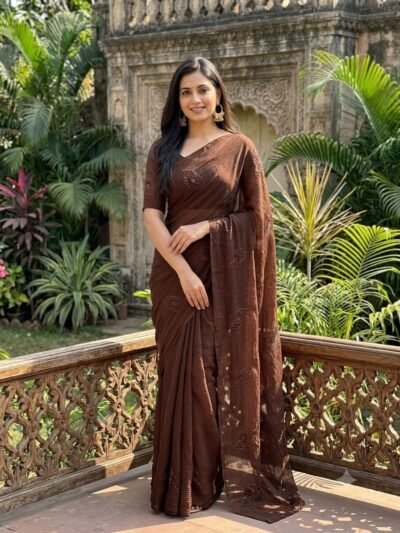 black coffee crush saree